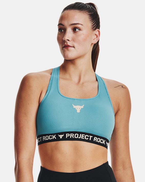 Women's Project Rock Crossback Training Ground Sports Bra in Blue image number 2